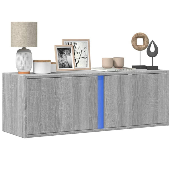 Harmaa tv-seinäkaappi Diora 100x31x35cm (led-valoilla sonoma)