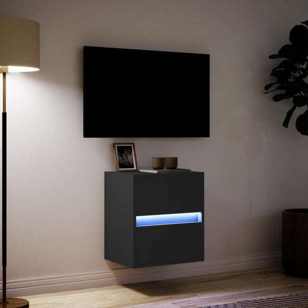 Musta tv-seinäkaappi Awwad 41x31x45cm (led-valoilla)
