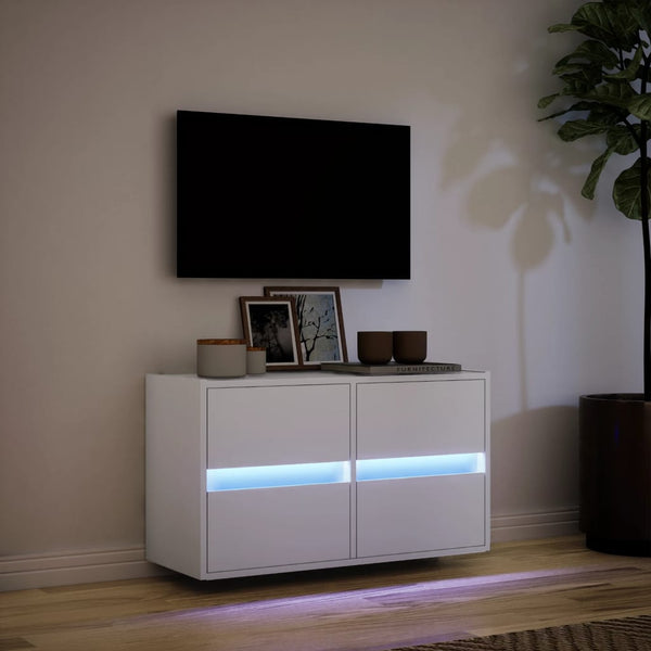 Weißer TV-Wandschrank Awwad 80x31x45cm (mit LED-Beleuchtung)