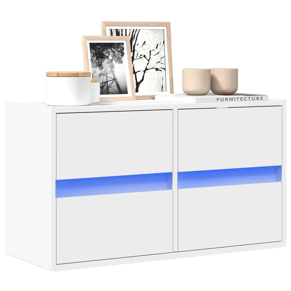 Weißer TV-Wandschrank Awwad 80x31x45cm (mit LED-Beleuchtung)