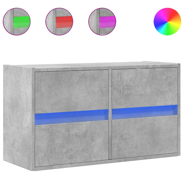 TV-Wandschrank Awwad in Betongrau 80x31x45cm (mit LED-Beleuchtung)
