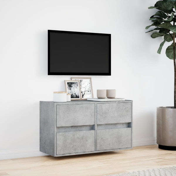 TV-Wandschrank Awwad in Betongrau 80x31x45cm (mit LED-Beleuchtung)