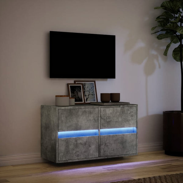 TV-Wandschrank Awwad in Betongrau 80x31x45cm (mit LED-Beleuchtung)