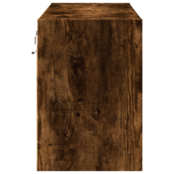TV-Wandvitrine Awwad aus Eiche geräuchert 80x31x45cm (mit LED-Beleuchtung)