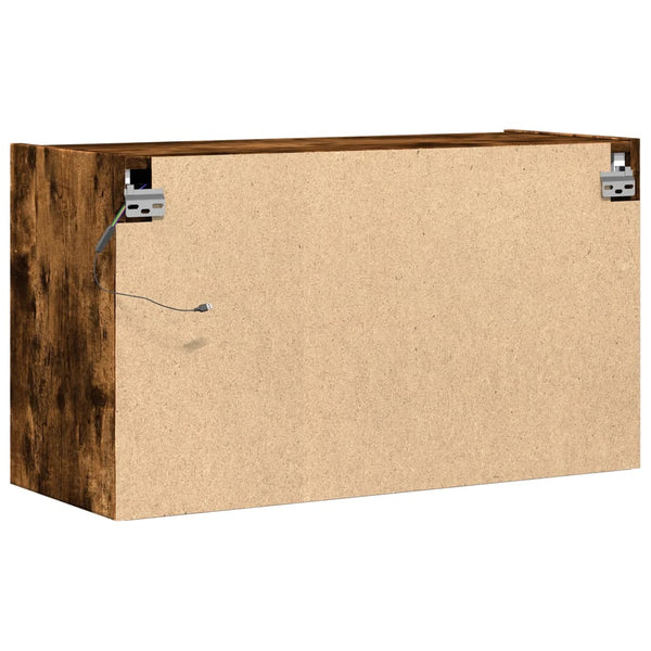TV-Wandvitrine Awwad aus Eiche geräuchert 80x31x45cm (mit LED-Beleuchtung)