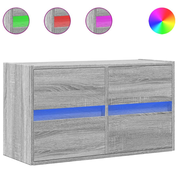 Grauer TV-Wandschrank Awwad 80x31x45cm (mit LED-Beleuchtung Sonoma)