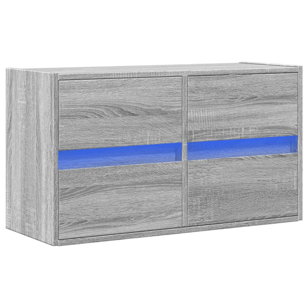 Grauer TV-Wandschrank Awwad 80x31x45cm (mit LED-Beleuchtung Sonoma)