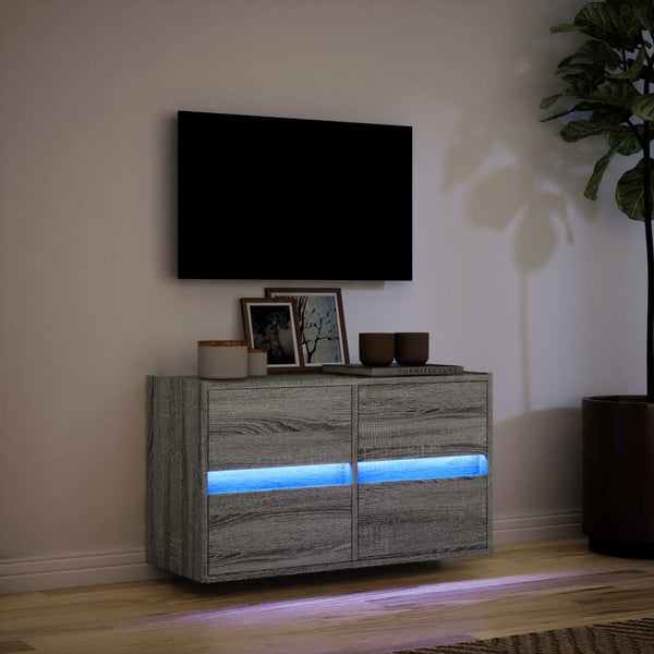 Grauer TV-Wandschrank Awwad 80x31x45cm (mit LED-Beleuchtung Sonoma)