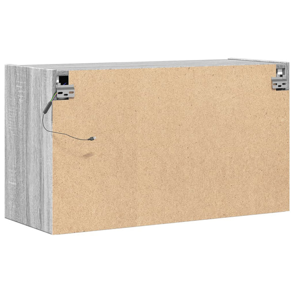 Grauer TV-Wandschrank Awwad 80x31x45cm (mit LED-Beleuchtung Sonoma)