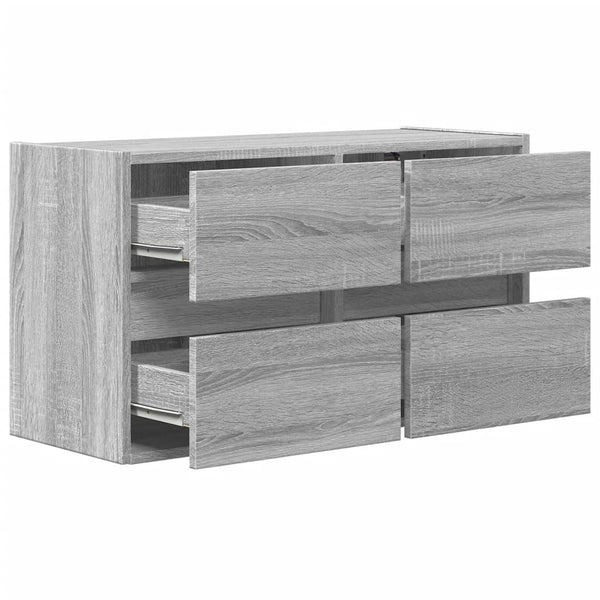 Grauer TV-Wandschrank Awwad 80x31x45cm (mit LED-Beleuchtung Sonoma)