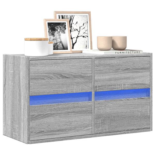 Grauer TV-Wandschrank Awwad 80x31x45cm (mit LED-Beleuchtung Sonoma)