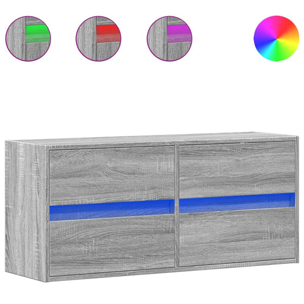 Grauer TV-Wandschrank Awwad 100x31x45cm (mit LED-Beleuchtung Sonoma)