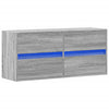 Grauer TV-Wandschrank Awwad 100x31x45cm (mit LED-Beleuchtung Sonoma)