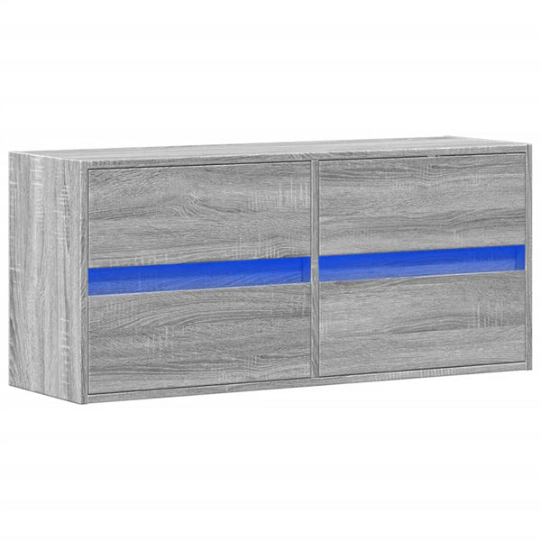 Grauer TV-Wandschrank Awwad 100x31x45cm (mit LED-Beleuchtung Sonoma)