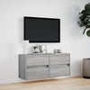 Grauer TV-Wandschrank Awwad 100x31x45cm (mit LED-Beleuchtung Sonoma)