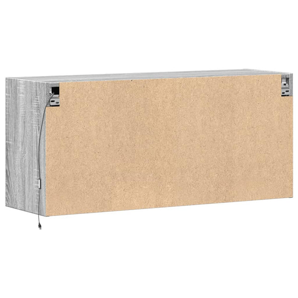 Grauer TV-Wandschrank Awwad 100x31x45cm (mit LED-Beleuchtung Sonoma)