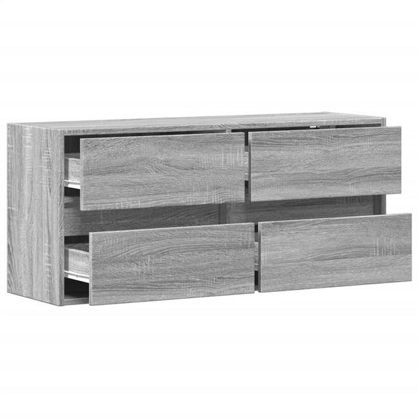 Grauer TV-Wandschrank Awwad 100x31x45cm (mit LED-Beleuchtung Sonoma)