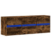 Awwad TV-Wandschrank Rauch Eiche 130x31x45cm (mit LED-Beleuchtung)