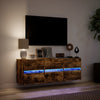 Awwad TV-Wandschrank Rauch Eiche 130x31x45cm (mit LED-Beleuchtung)