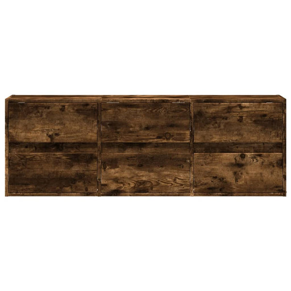 Awwad TV-Wandschrank Rauch Eiche 130x31x45cm (mit LED-Beleuchtung)