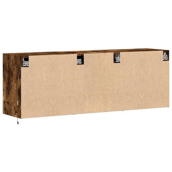 Awwad TV-Wandschrank Rauch Eiche 130x31x45cm (mit LED-Beleuchtung)