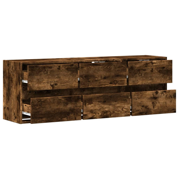 Awwad TV-Wandschrank Rauch Eiche 130x31x45cm (mit LED-Beleuchtung)