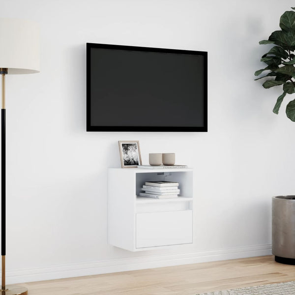 Weißer TV-Wandschrank Hairi 41x31x45cm (mit LED-Beleuchtung)