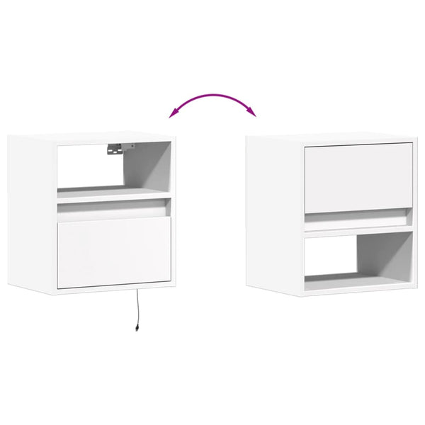 Weißer TV-Wandschrank Hairi 41x31x45cm (mit LED-Beleuchtung)