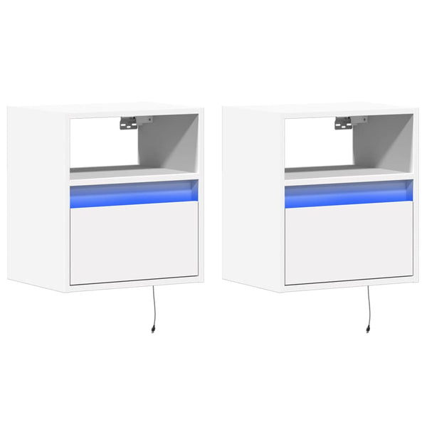 Weiße TV-Hängeschränke mit LED-Beleuchtung Hairi 41x31x45cm (2 St.)
