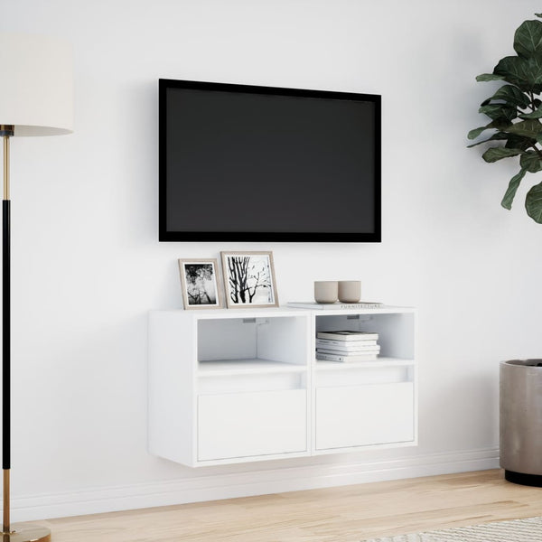 Weiße TV-Hängeschränke mit LED-Beleuchtung Hairi 41x31x45cm (2 St.)