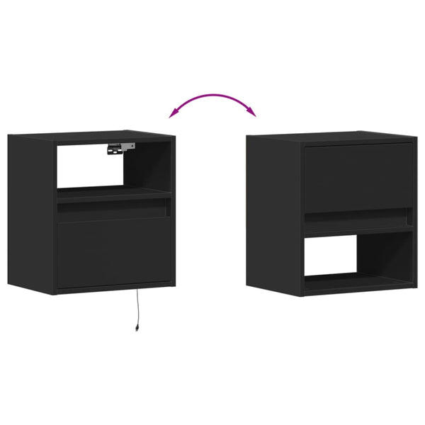 Hairi TV-Wandschrank, schwarz, 41x31x45 cm (mit LED-Beleuchtung)