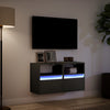Schwarze TV-Wandschränke mit LED-Beleuchtung Hairi 41x31x45cm (2 Stk.)