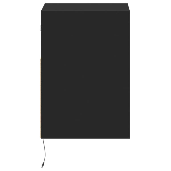 Schwarze TV-Wandschränke mit LED-Beleuchtung Hairi 41x31x45cm (2 Stk.)