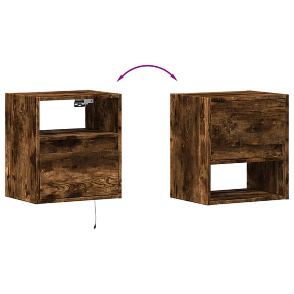 Wildeiche TV-Wandschrank Hairi 41x31x45cm (mit LED-Beleuchtung)