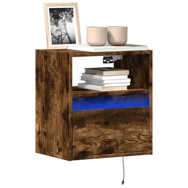 Wildeiche TV-Wandschrank Hairi 41x31x45cm (mit LED-Beleuchtung)