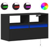 Schwarzer TV-Wandschrank Hairi 80x31x45cm (mit LED-Beleuchtung)