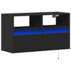 Schwarzer TV-Wandschrank Hairi 80x31x45cm (mit LED-Beleuchtung)