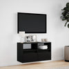Schwarzer TV-Wandschrank Hairi 80x31x45cm (mit LED-Beleuchtung)