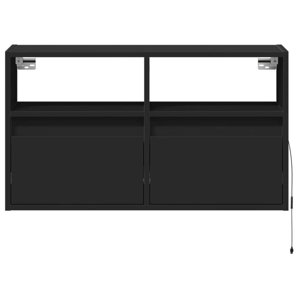 Schwarzer TV-Wandschrank Hairi 80x31x45cm (mit LED-Beleuchtung)