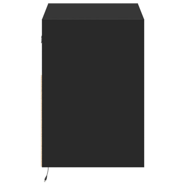 Schwarzer TV-Wandschrank Hairi 80x31x45cm (mit LED-Beleuchtung)