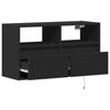 Schwarzer TV-Wandschrank Hairi 80x31x45cm (mit LED-Beleuchtung)