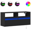 Schwarzer TV-Wandschrank Hairi 100x31x45cm (mit LED-Beleuchtung)