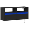 Schwarzer TV-Wandschrank Hairi 100x31x45cm (mit LED-Beleuchtung)