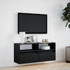 Schwarzer TV-Wandschrank Hairi 100x31x45cm (mit LED-Beleuchtung)