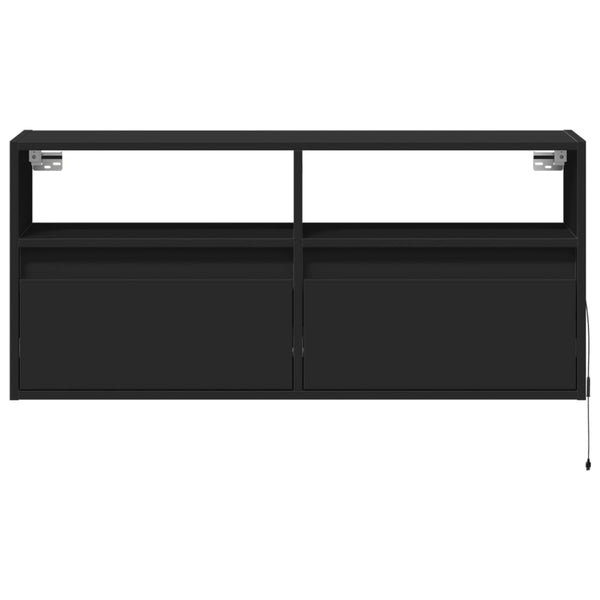 Schwarzer TV-Wandschrank Hairi 100x31x45cm (mit LED-Beleuchtung)