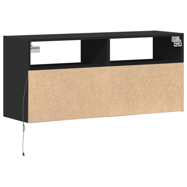 Schwarzer TV-Wandschrank Hairi 100x31x45cm (mit LED-Beleuchtung)