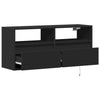 Schwarzer TV-Wandschrank Hairi 100x31x45cm (mit LED-Beleuchtung)