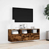Räuchereiche TV-Wandschrank Hairi 130x31x45cm (mit LED-Beleuchtung)