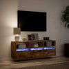 Räuchereiche TV-Wandschrank Hairi 130x31x45cm (mit LED-Beleuchtung)
