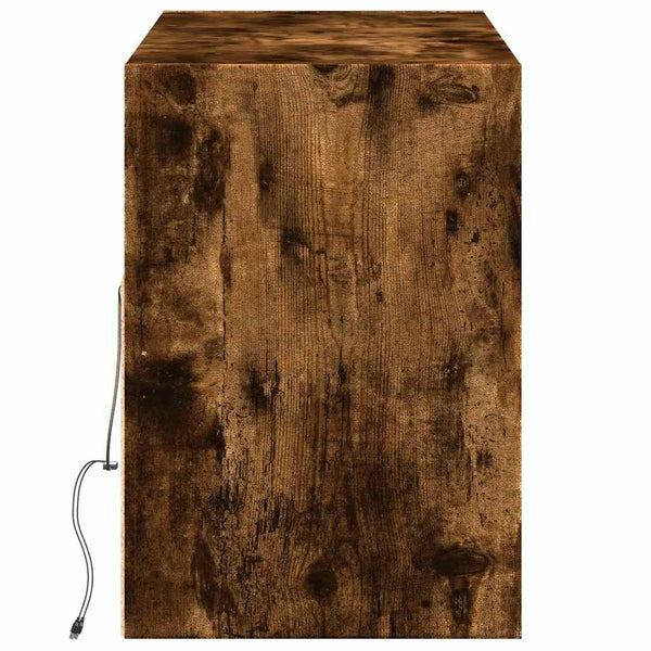 Räuchereiche TV-Wandschrank Hairi 130x31x45cm (mit LED-Beleuchtung)